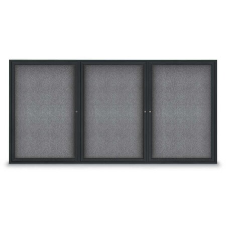 United Visual Products Sliding Door Indoor Enclosed Corkboard, 9 UV9029ACSH-SATIN-DRKSPR